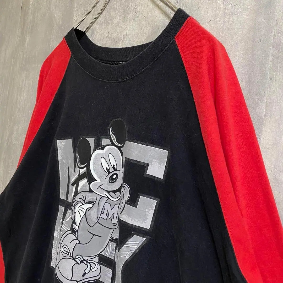 [Raro ★] Camiseta de manga larga para hombre Disney Mickey Red Raglan