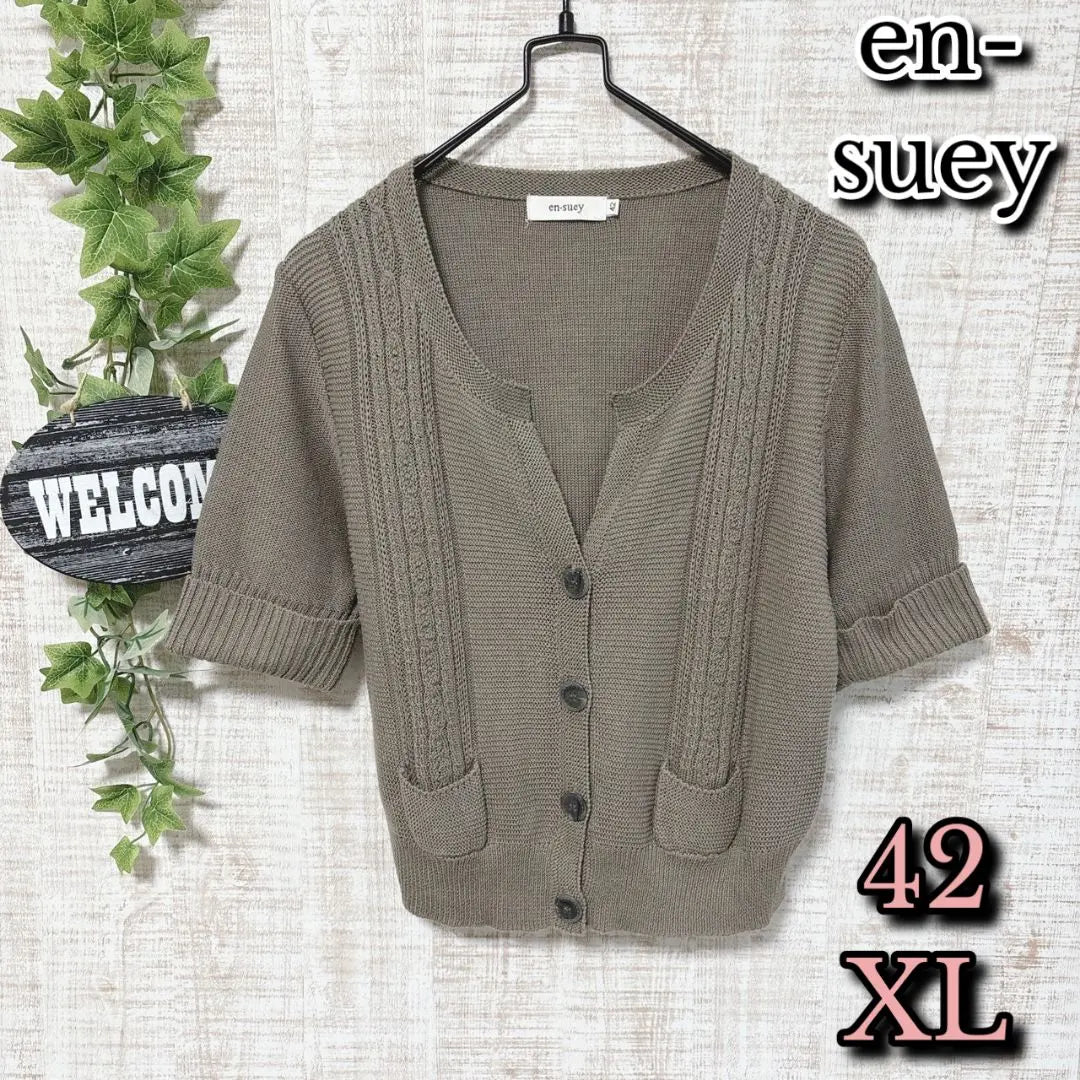 [en-suey] Encue Tops 42 XL Knit Short Sleeve Key Neck