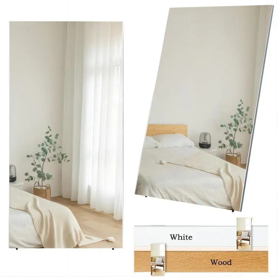 Unbreakable mirror, wall-mounted mirror, full-length mirror, full-length mirror, dance mirror, width 80, wood grain 2301