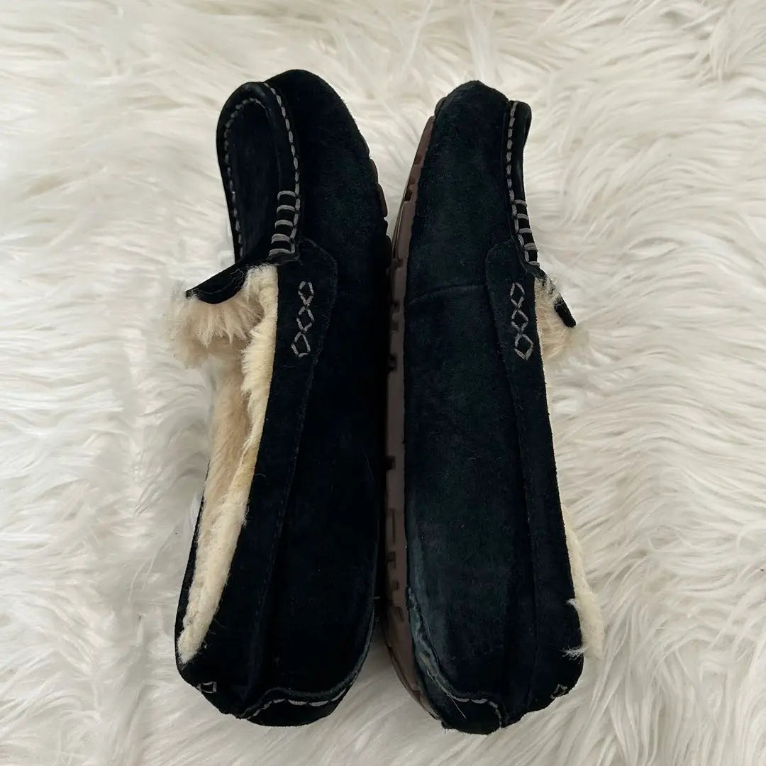 UGG Moccasin Loafers Ansley Fur 23cm Black Slip-on