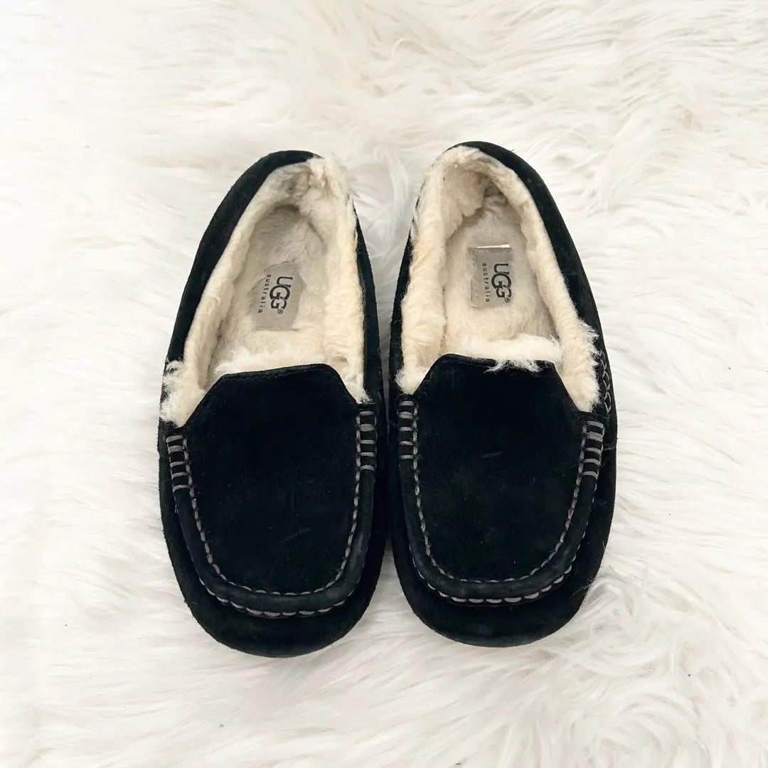 UGG Moccasin Loafers Ansley Fur 23cm Black Slip-on