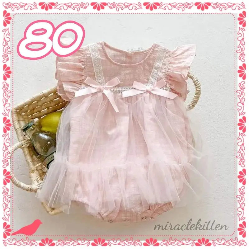 80 Ribbon Tutu Romper Pink Girls Fluffy Tulle Fabric 1