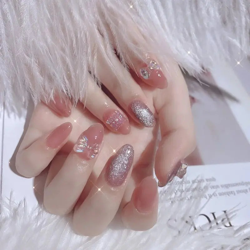 Limited time discount R550 Crown 3D gentle nail tips 24 pieces Spring glitter kx6