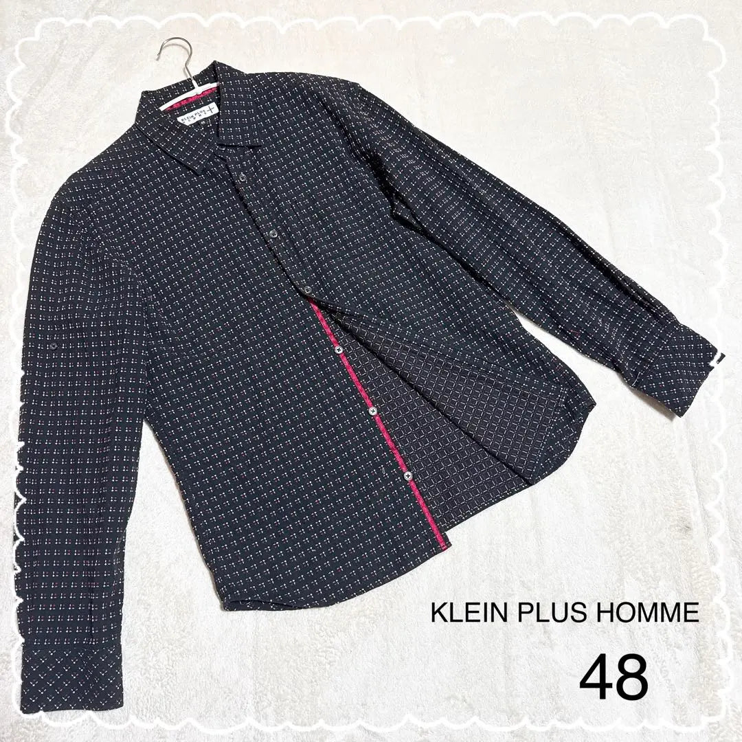 [Clamp Rusu Homme] Long Sleeve Men's Shirt, All-over Pattern 48 Black Cotton