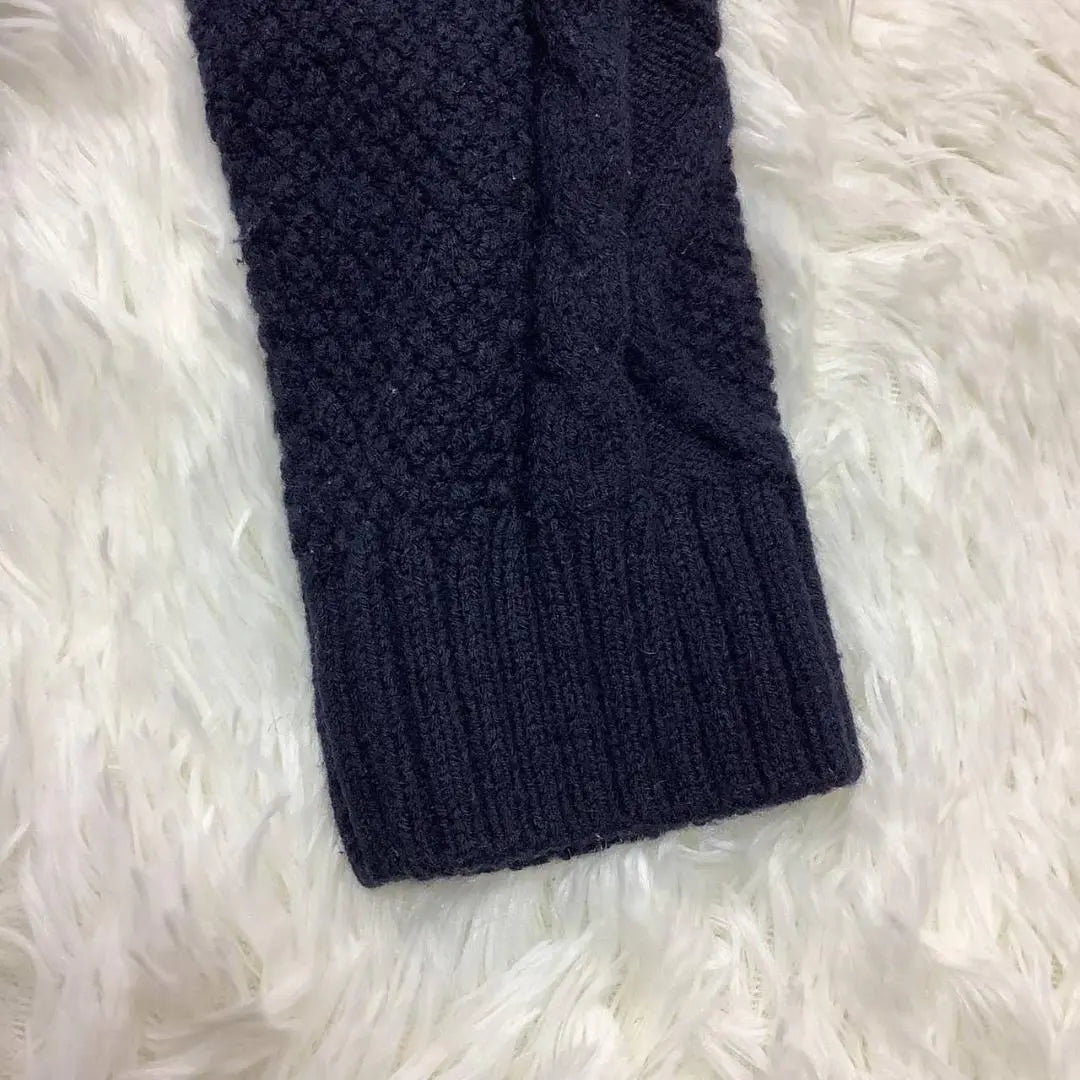 Men's sweater knit neck bicolor cable wool