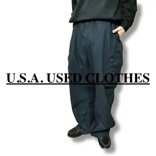 ★Super BIG!!★Beautiful silhouette★USA vintage clothing wide cargo pants CA1-016