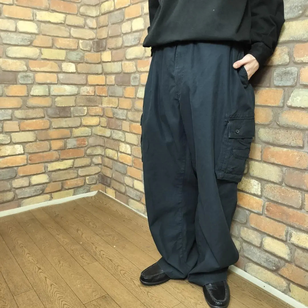 ★Super BIG!!★Beautiful silhouette★USA vintage clothing wide cargo pants CA1-016