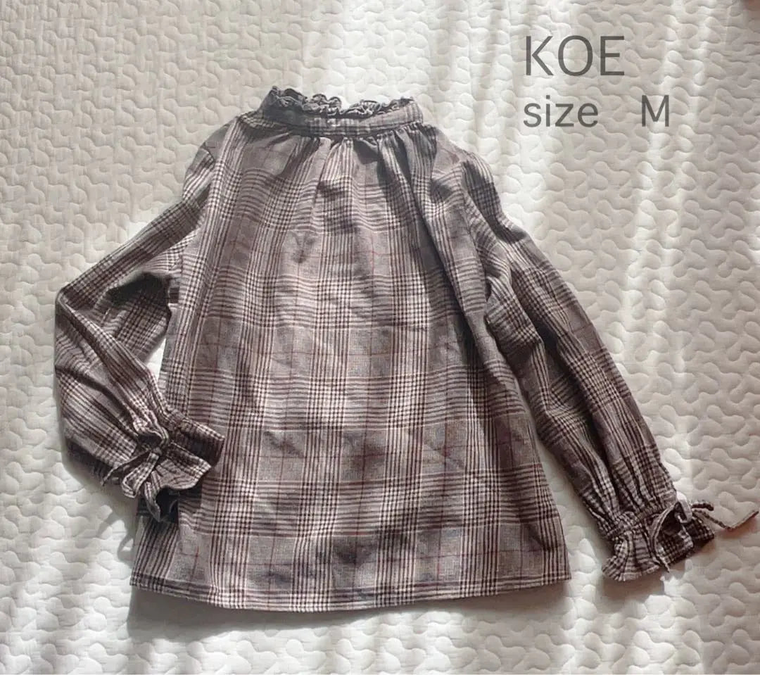 Blusa Koe Glen Check Stand Color Cut Saw | KOE グレンチェック スタンドカラーカットソー ブラウス