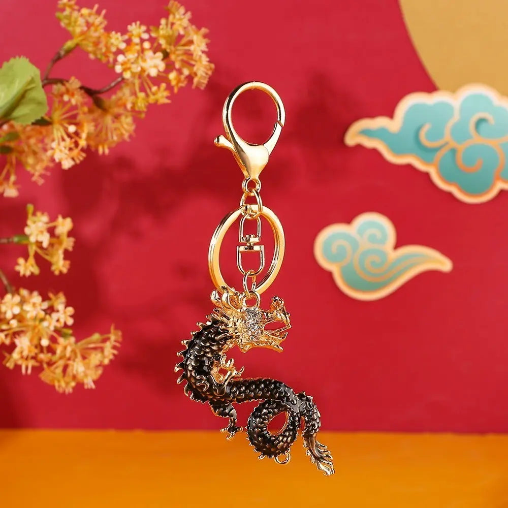 [Very popular] Keychain Dragon Black Amulet Feng Shui Good luck Money luck Spiritual