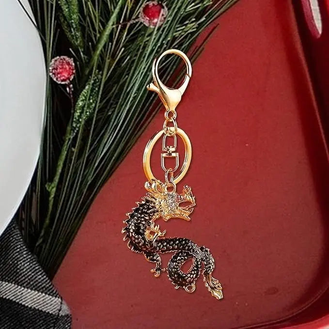 [Very popular] Keychain Dragon Black Amulet Feng Shui Good luck Money luck Spiritual