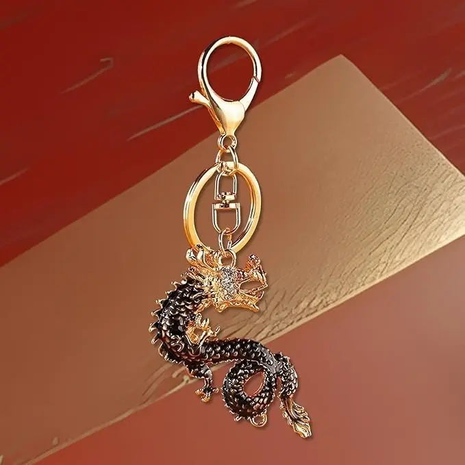 [Very popular] Keychain Dragon Black Amulet Feng Shui Good luck Money luck Spiritual