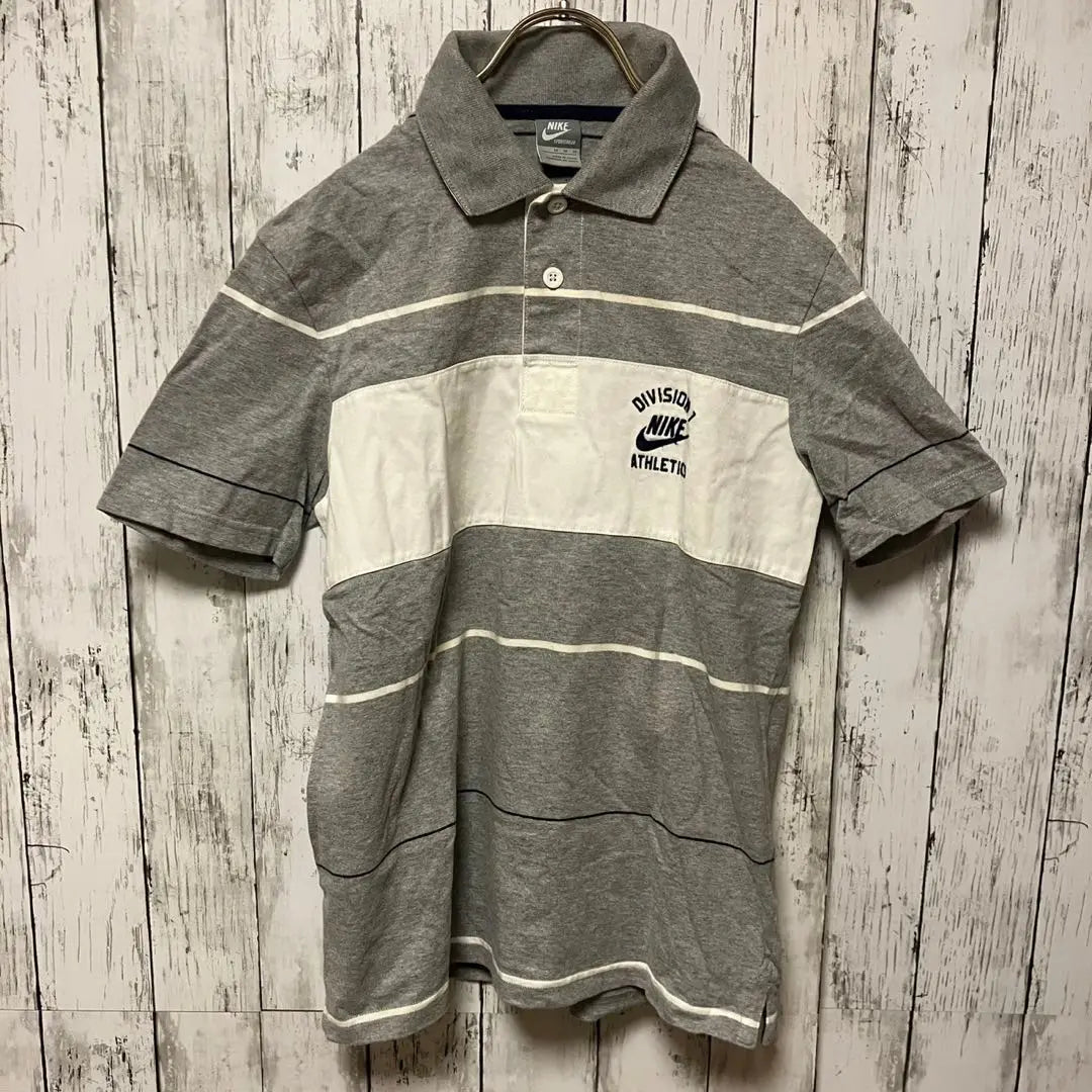 [NIKE] Border polo shirt, size M, gray, golf | 【NIKE】ボーダーポロシャツ　Mサイズ　グレー　ゴルフ