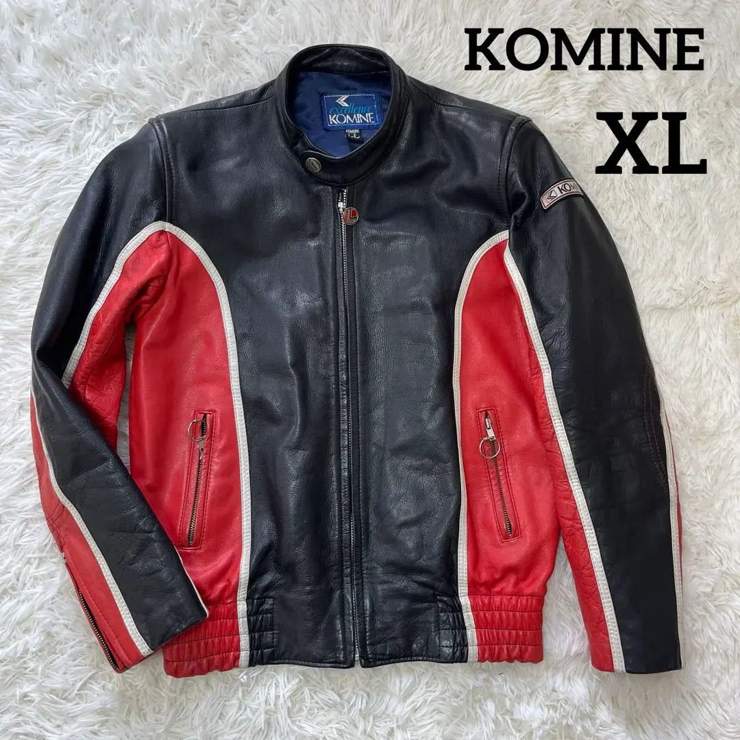 Popular ✨ KOMINE Leather Jacket Leather Jacket XL Red x Black