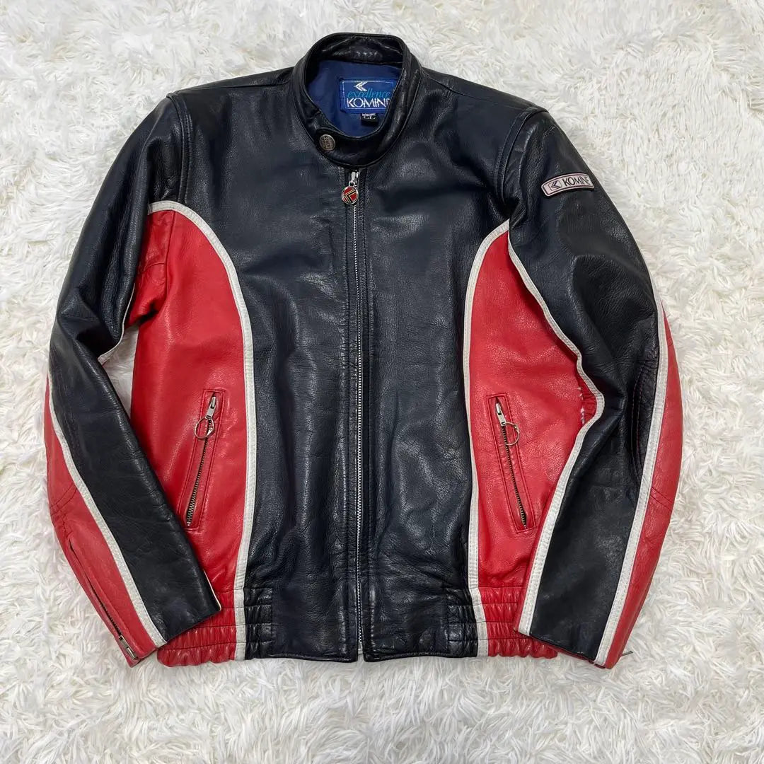 Popular ✨ KOMINE Leather Jacket Leather Jacket XL Red x Black