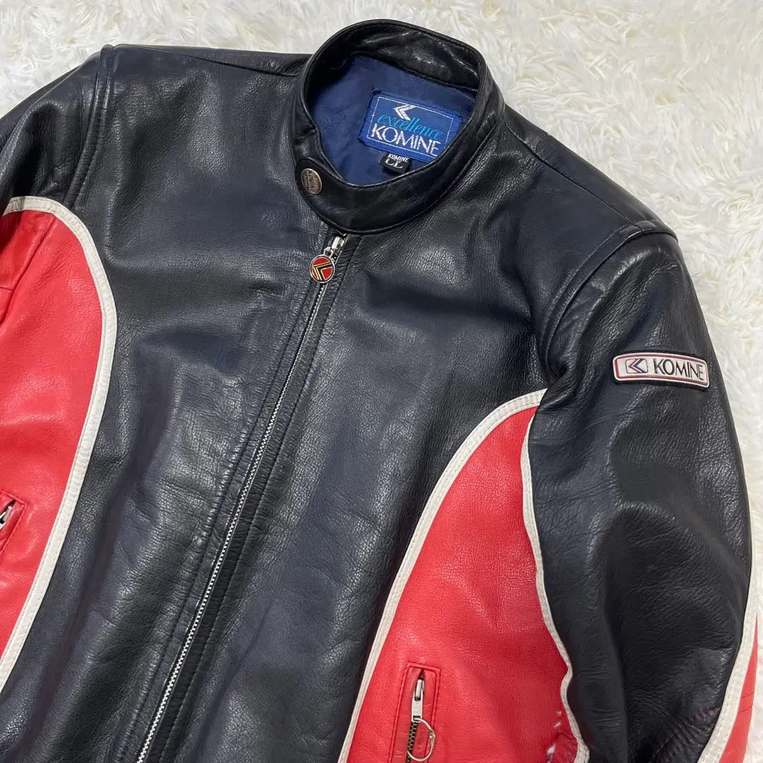 Popular ✨ KOMINE Leather Jacket Leather Jacket XL Red x Black