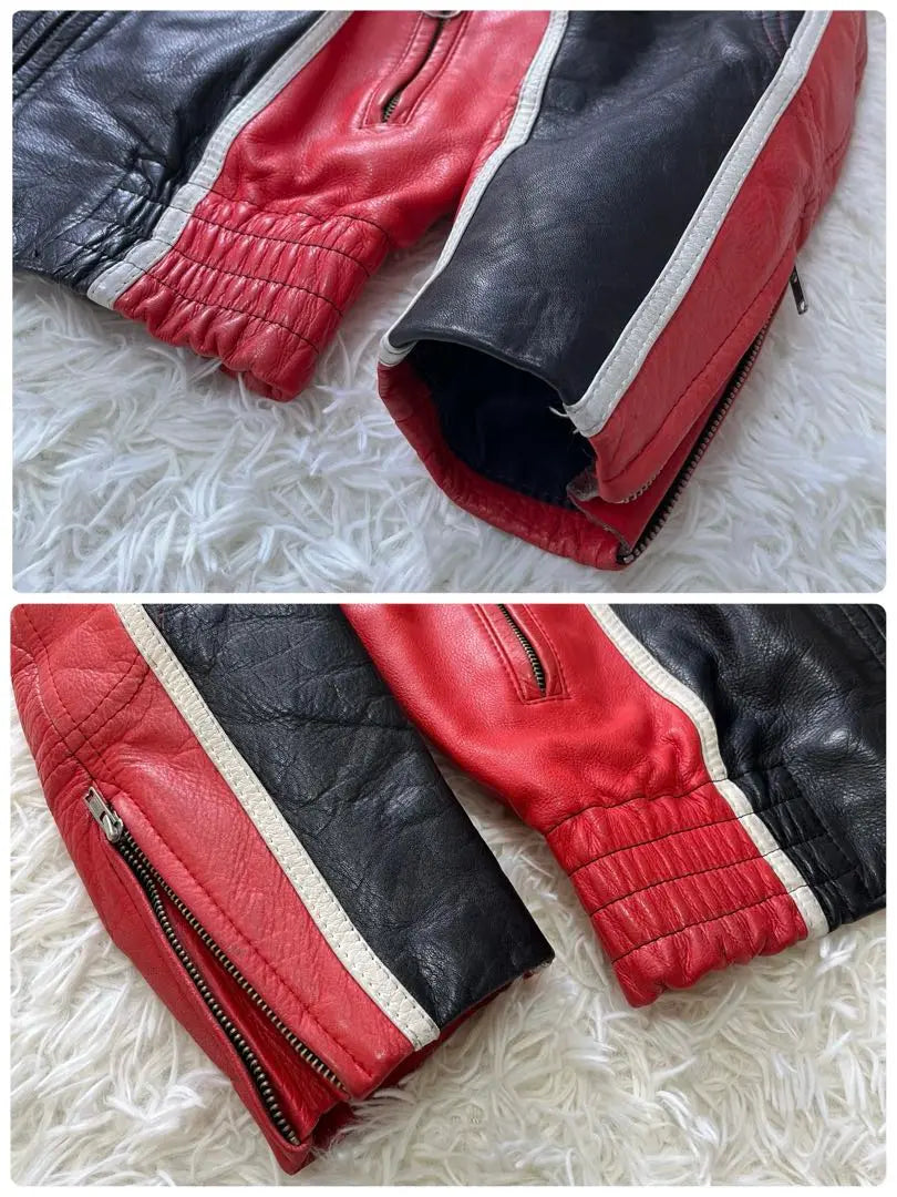 Popular ✨ Chaqueta de cuero KOMINE Chaqueta de cuero XL Rojo x Negro