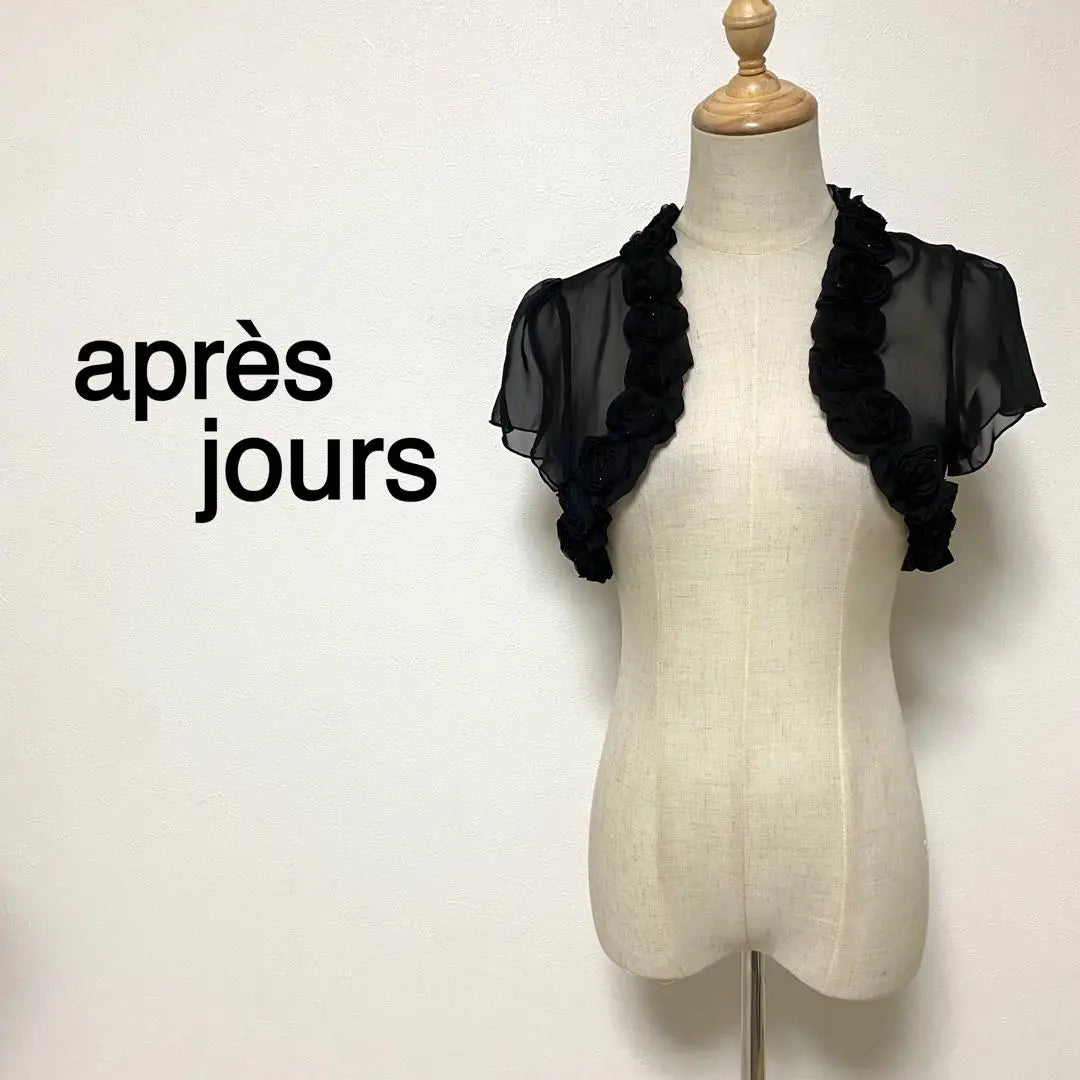 aprèsjour black color rose corsage sheer bolero