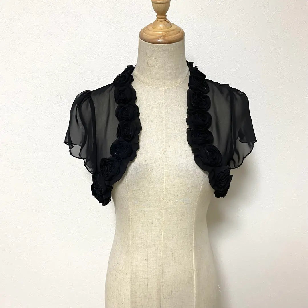 aprèsjour black color rose corsage sheer bolero