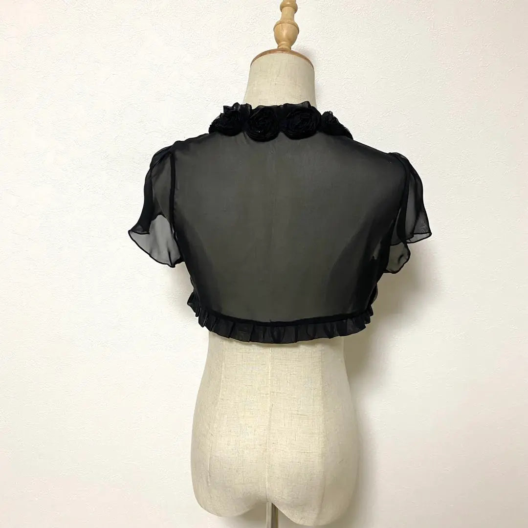 aprèsjour black color rose corsage sheer bolero