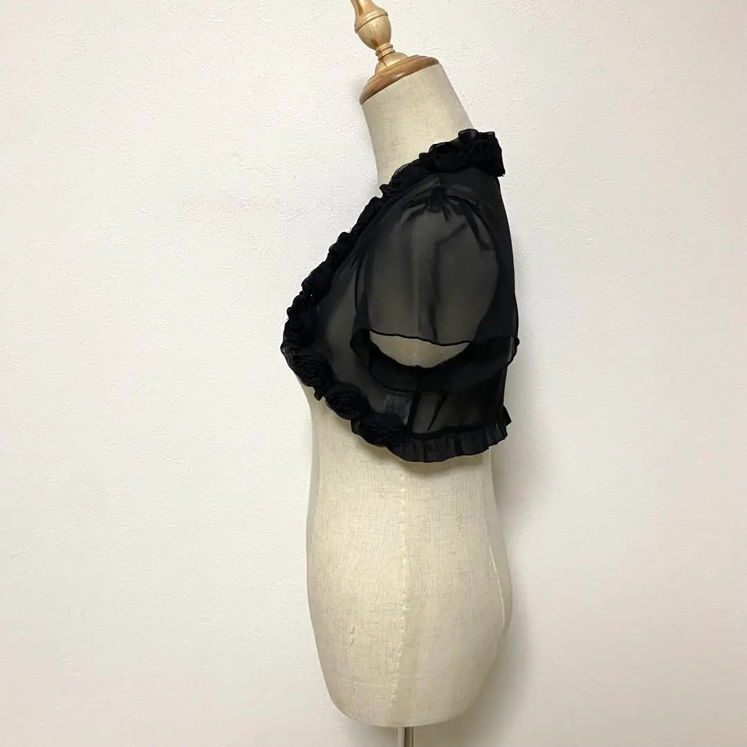 aprèsjour black color rose corsage sheer bolero