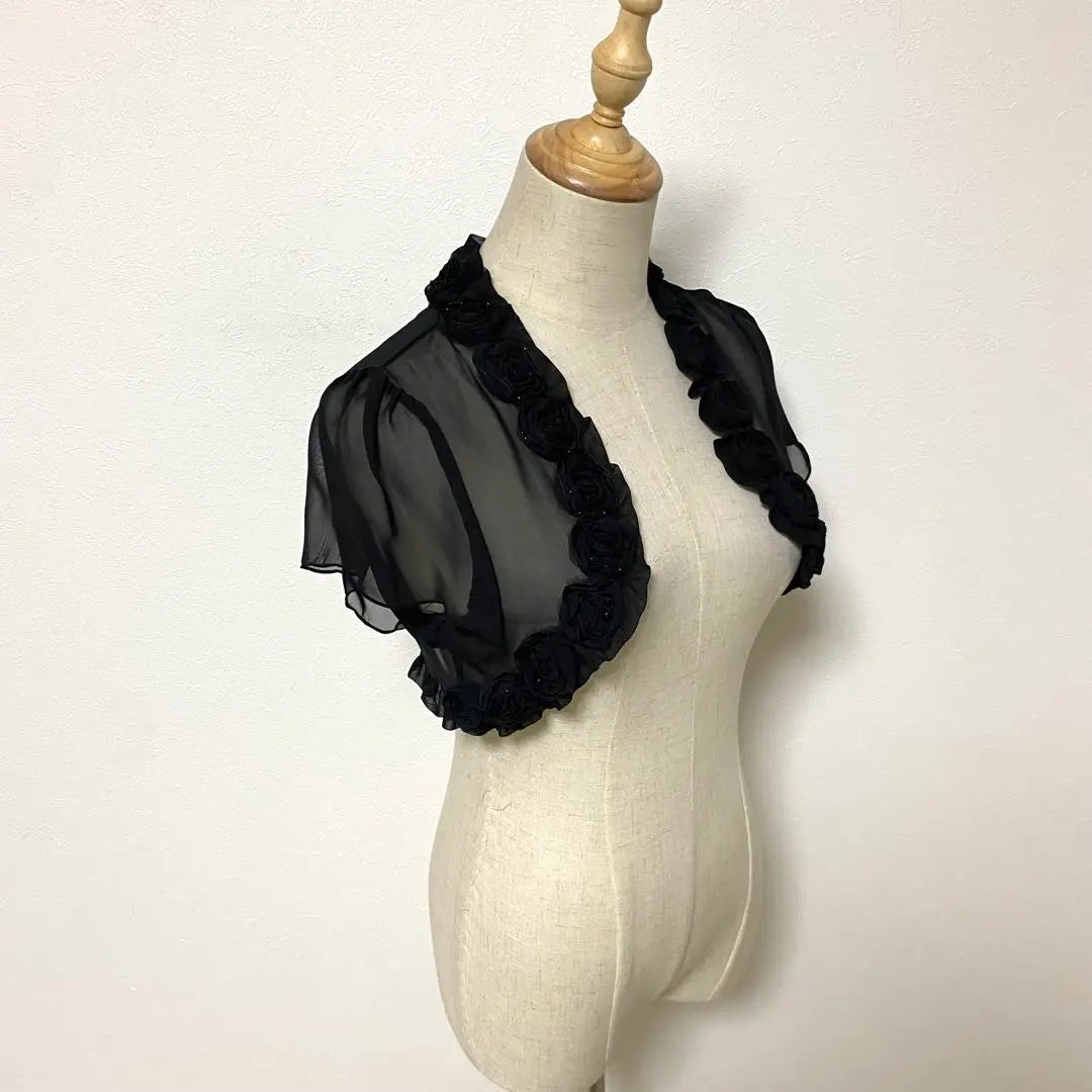 aprèsjour black color rose corsage sheer bolero