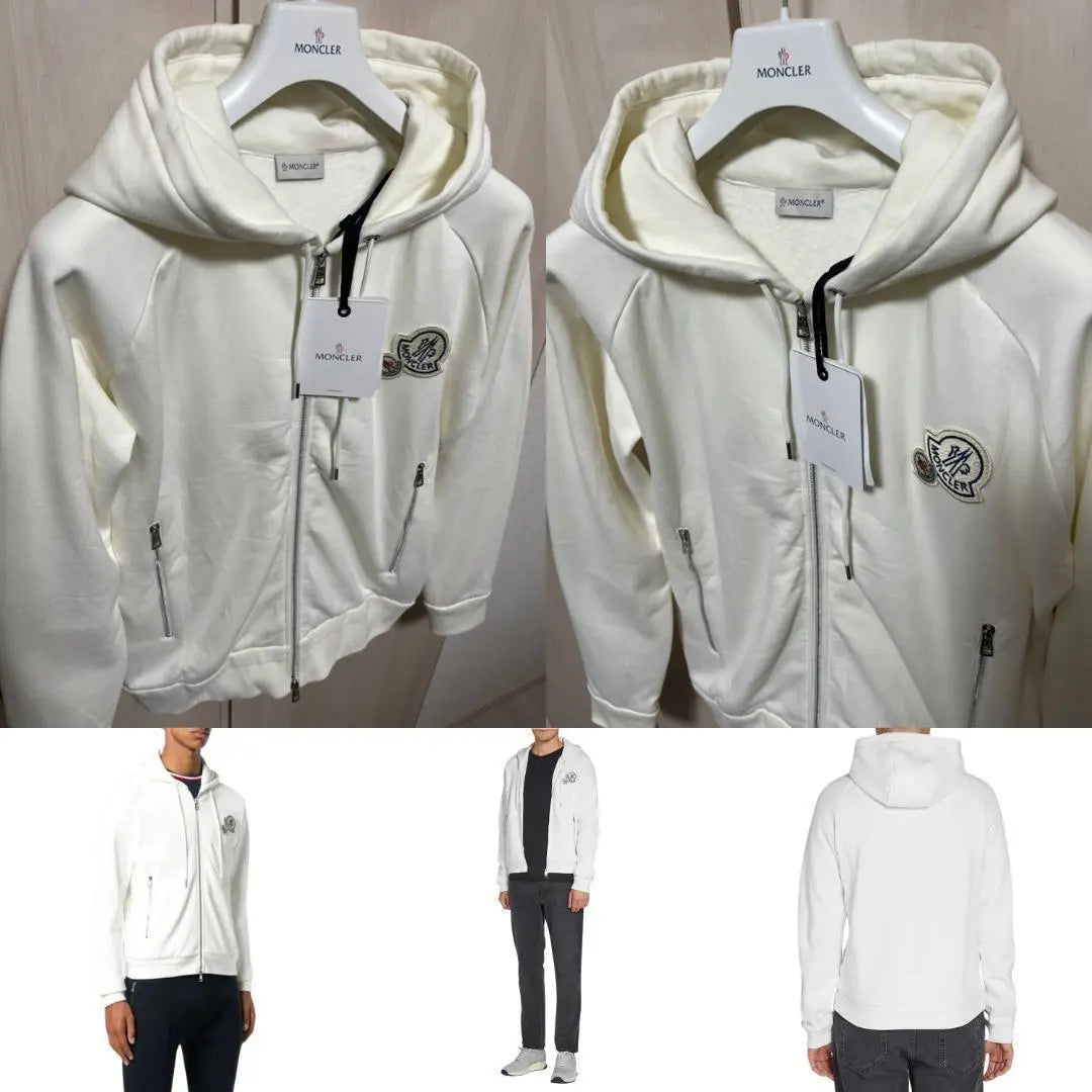 Brand new and unused, guaranteed to be authentic ☆ MONCLER double patch parka XXL Ivory