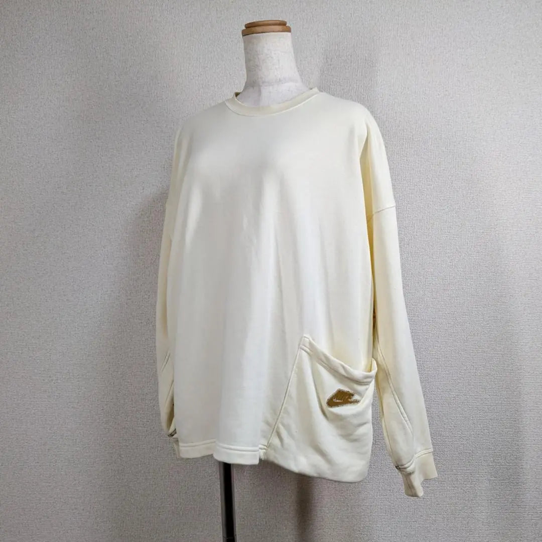 [Nike] Sudadera de golf l cuello redondo cuello redondo algodón beige y2k | 【ナイキ】スウェット ゴルフウェア L 丸首 クルーネック ベージュ 綿 y2k