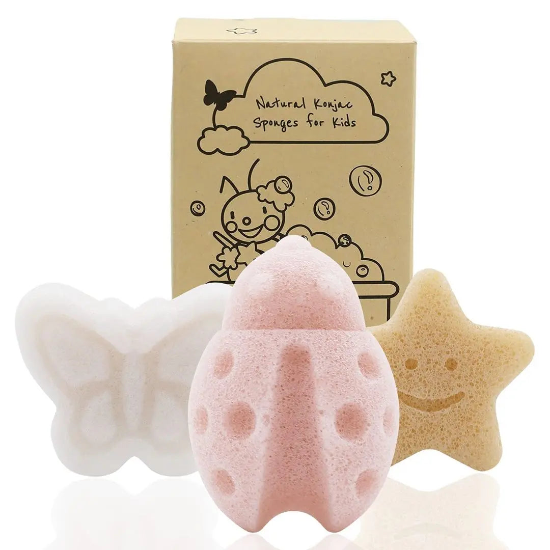 Baby bathing baby konjac sponge 3 sets Cute natural material | 赤ちゃん 入浴用ベビーこんにゃくスポンジ 3個セット キュート 天然素材