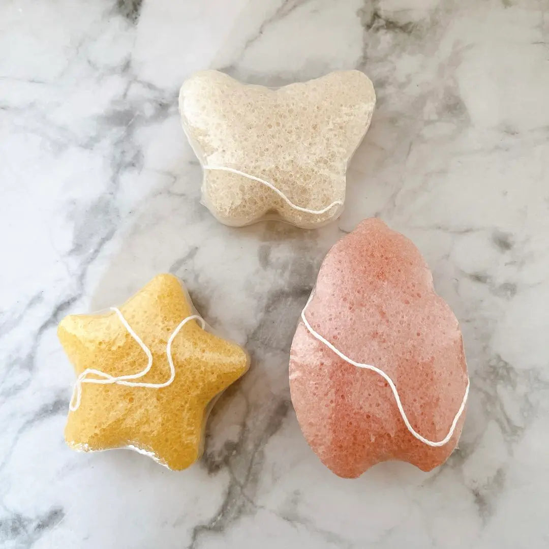 Baby bathing baby konjac sponge 3 sets Cute natural material | 赤ちゃん 入浴用ベビーこんにゃくスポンジ 3個セット キュート 天然素材