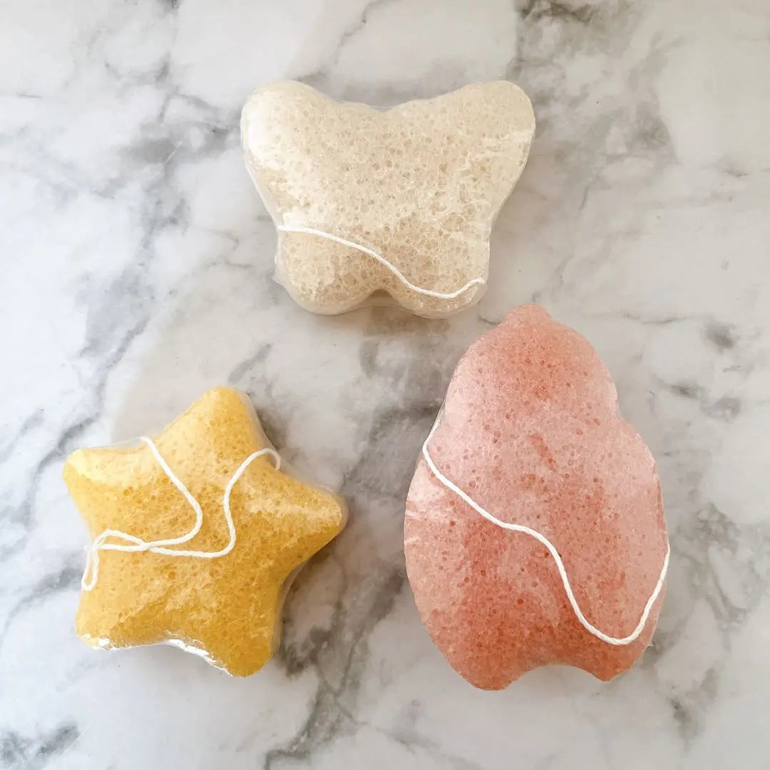 Baby bathing baby konjac sponge 3 sets Cute natural material | 赤ちゃん 入浴用ベビーこんにゃくスポンジ 3個セット キュート 天然素材