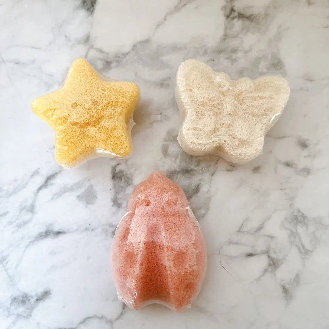 Baby bathing baby konjac sponge 3 sets Cute natural material | 赤ちゃん 入浴用ベビーこんにゃくスポンジ 3個セット キュート 天然素材