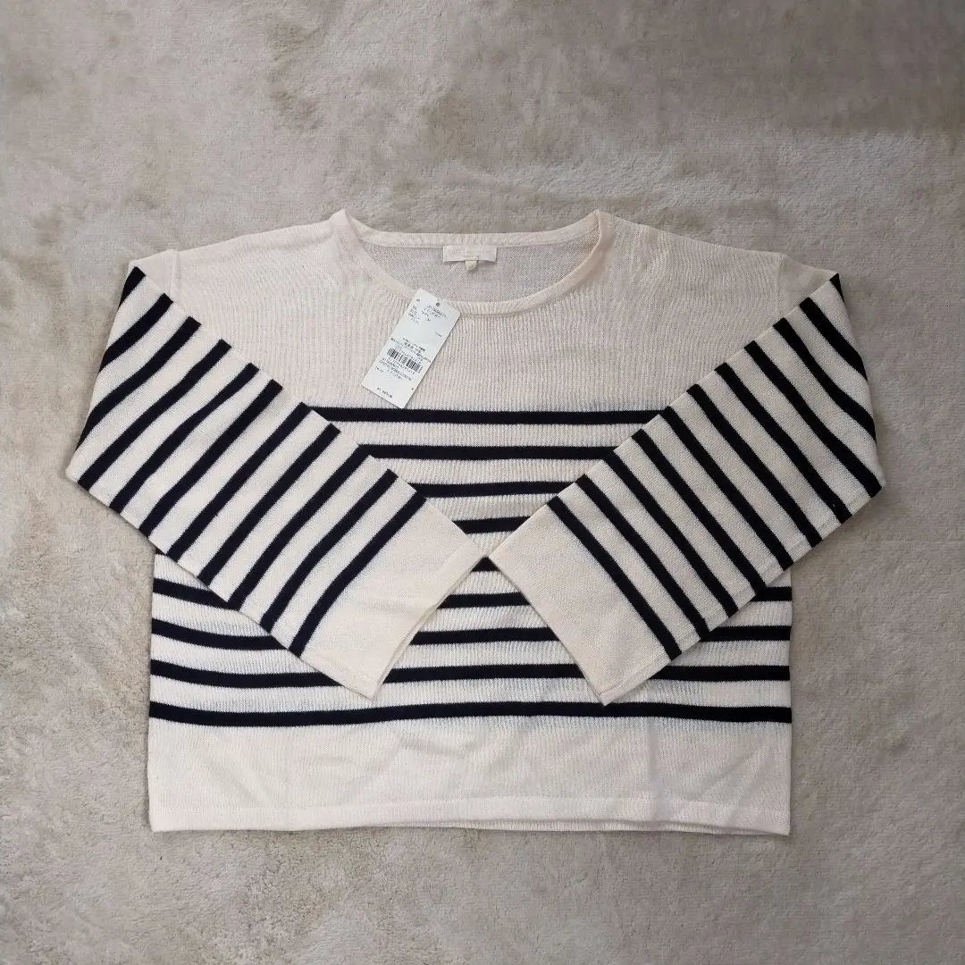 [New / unsuited] Sweater thin border earth EARTH M ladies | 【新品・未着用】セーター　薄手　ボーダー　アース　earth　M　レディース