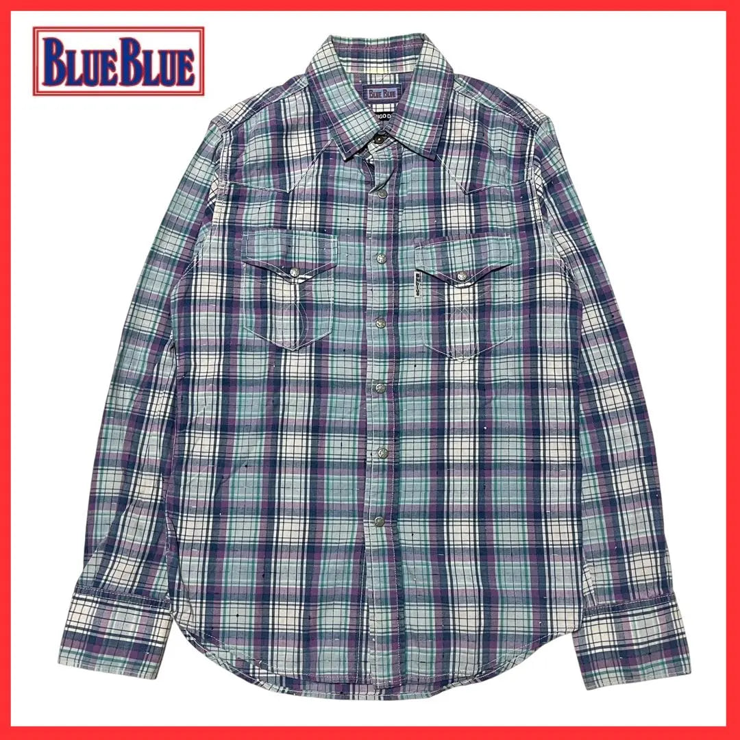 BLUE BLUE Nep Processed Long Sleeve Check Shirt 2