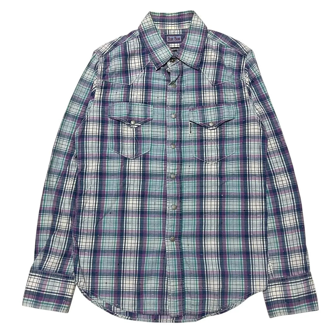 BLUE BLUE Nep Processed Long Sleeve Check Shirt 2