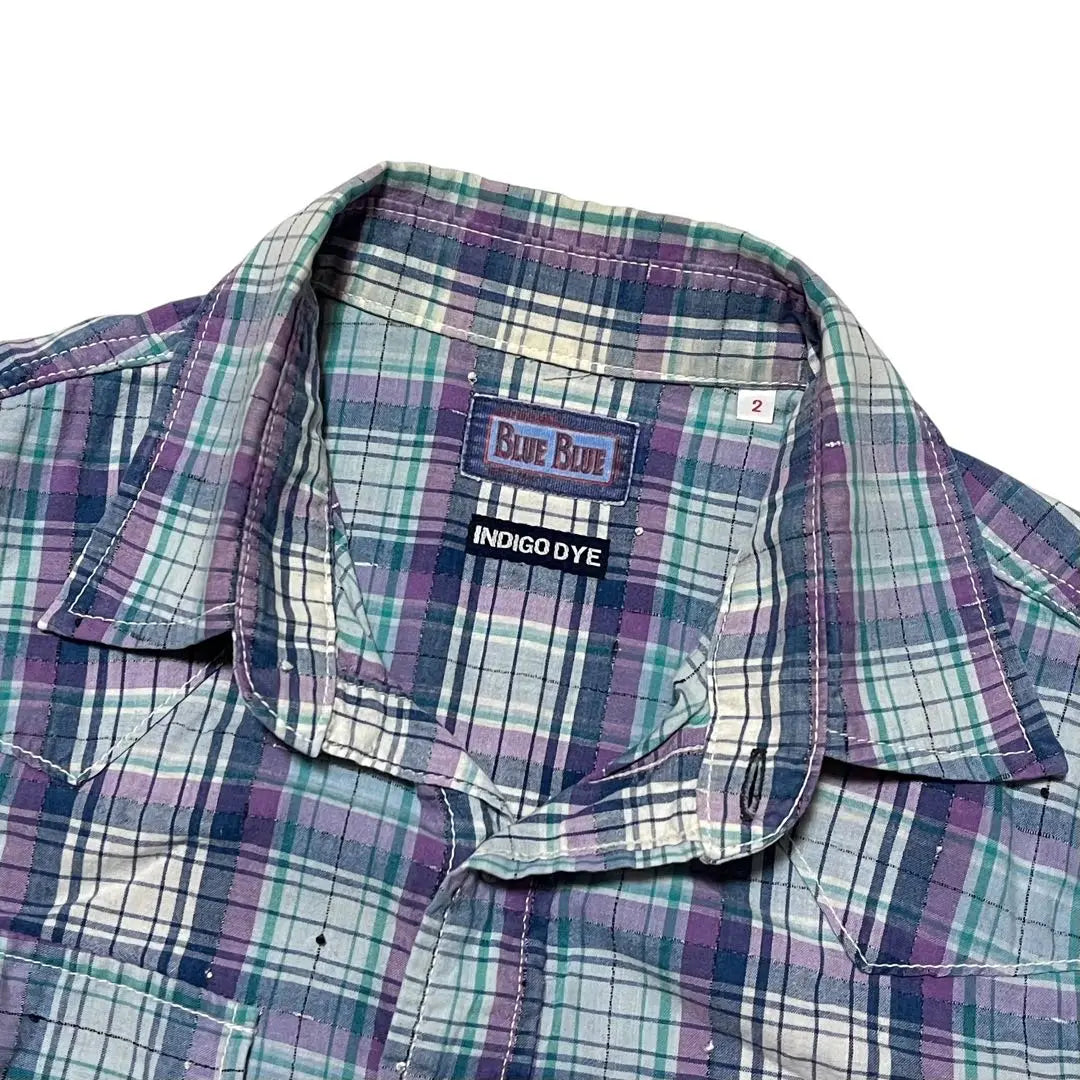 BLUE BLUE Nep Processed Long Sleeve Check Shirt 2