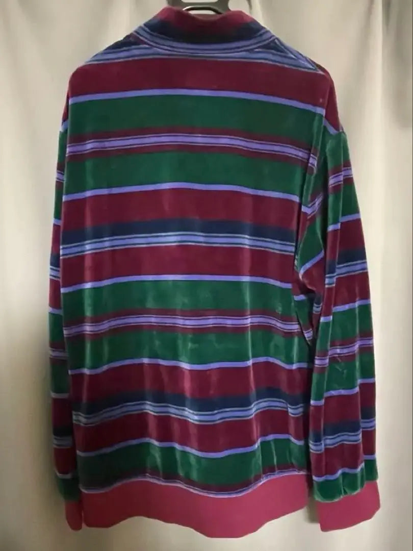 Supreme Striped Velour Zip-Up Pullover XL