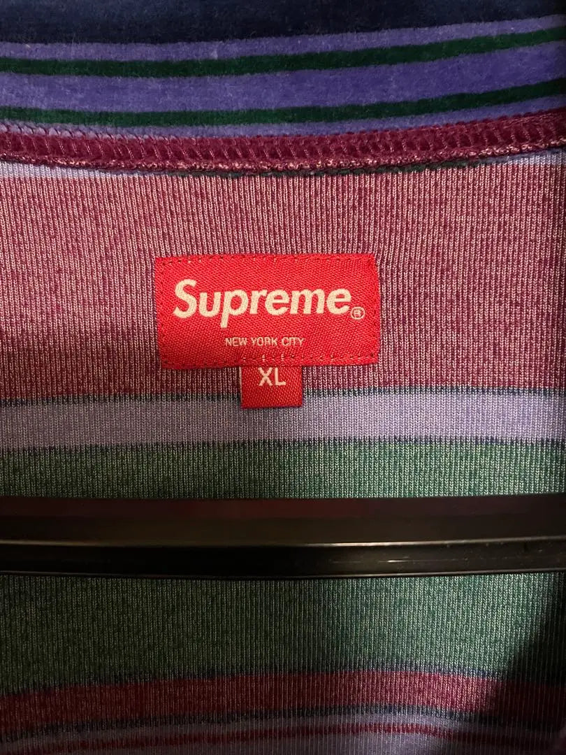 Supreme Striped Velour Zip-Up Pullover XL