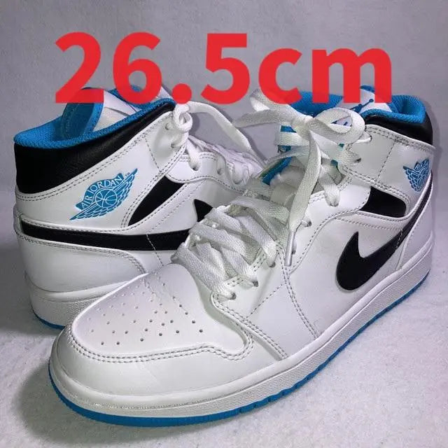 Air Jordan 1 MID Blanco Azul Claro Negro 26,5 cm