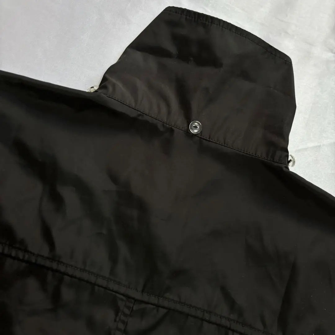 ●Trench coat (L) Shakashaka Nylon coat Black Hooded Commuting Haori