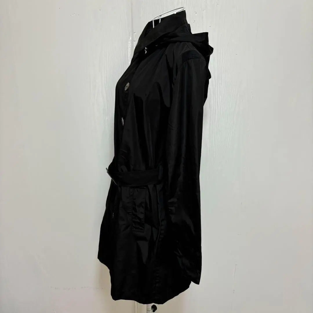 ●Gabardina (L) Abrigo de nailon Shakashaka Haori negro con capucha para desplazamientos diarios