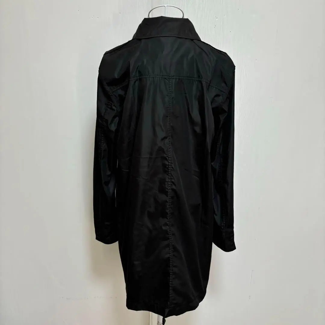 ●Trench coat (L) Shakashaka Nylon coat Black Hooded Commuting Haori