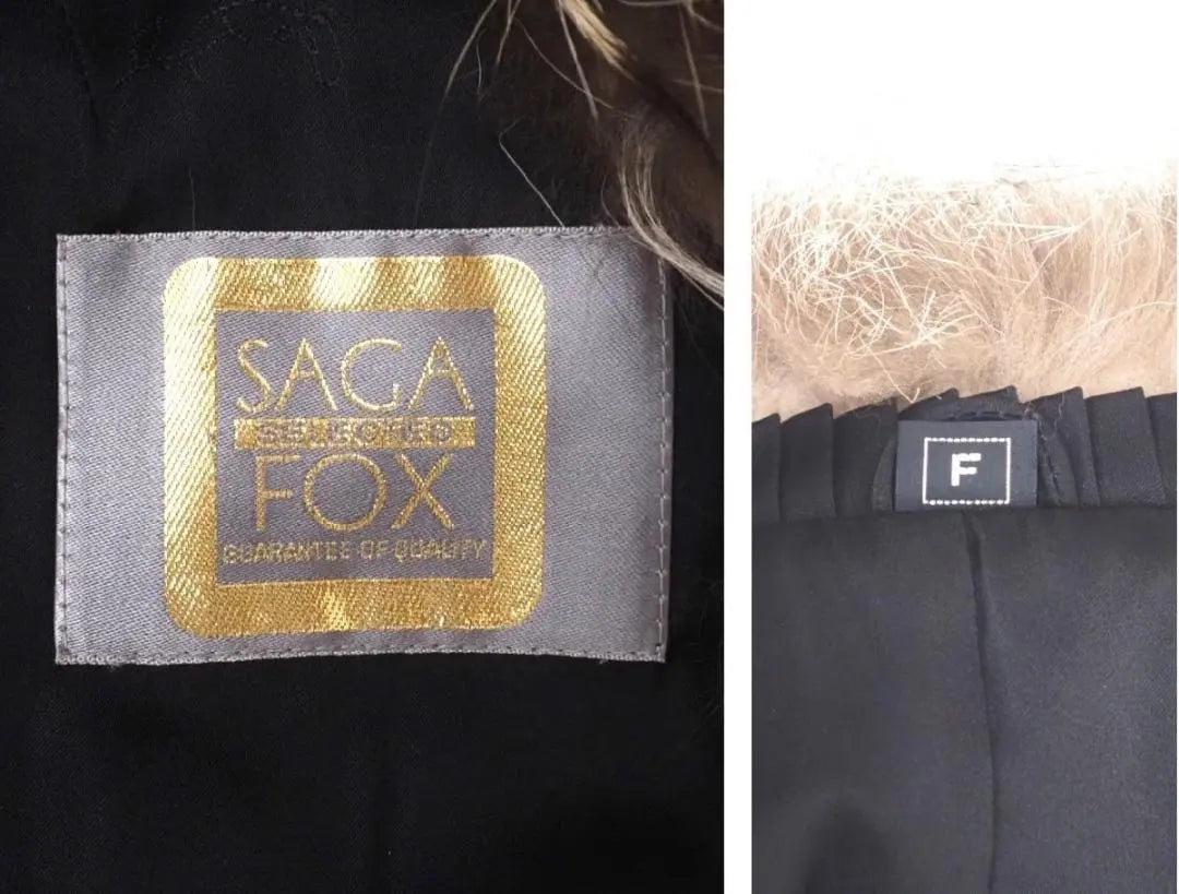 SAGA FOX Silver Fox Real Fur Coat with Floral Embroidery Lining Gold Saga