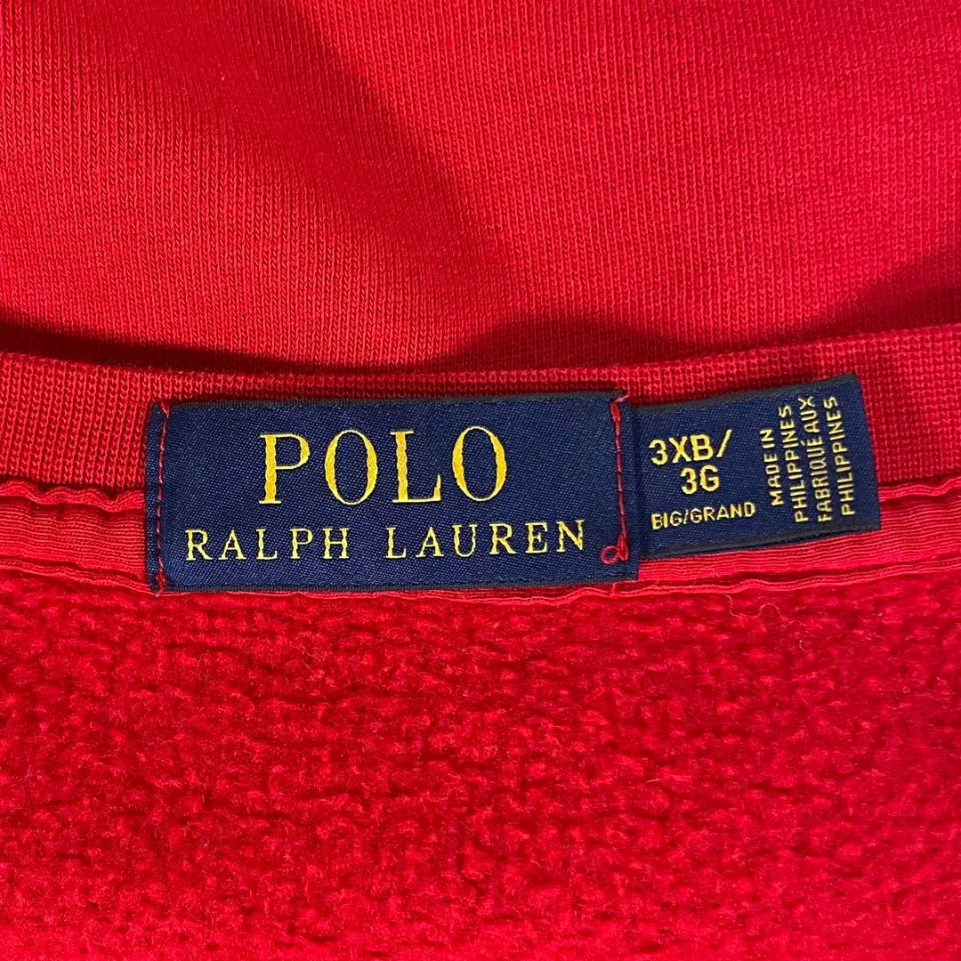 Sudadera con forro polar y poni bordado de Polo Ralph, talla grande, rara, 3XB, color rojo