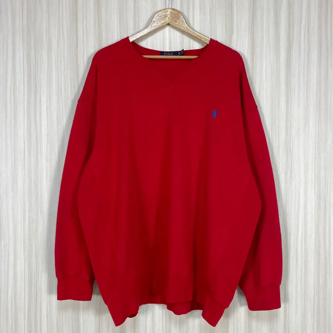 Sudadera con forro polar y poni bordado de Polo Ralph, talla grande, rara, 3XB, color rojo