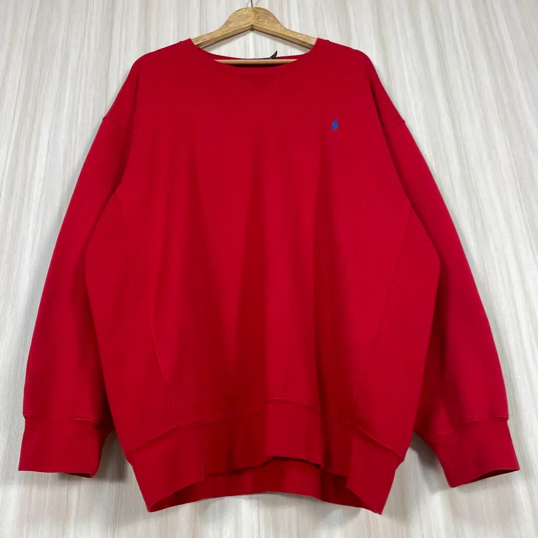 ☆Rare☆Large size☆Polo Ralph Embroidered Pony Fleece-lined Sweatshirt 3XB Red