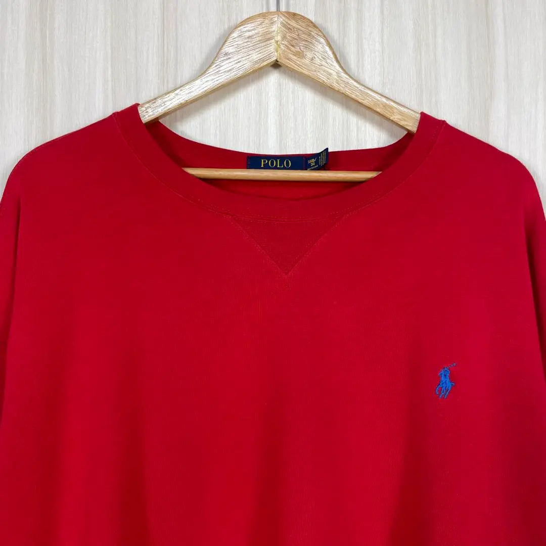 Sudadera con forro polar y poni bordado de Polo Ralph, talla grande, rara, 3XB, color rojo