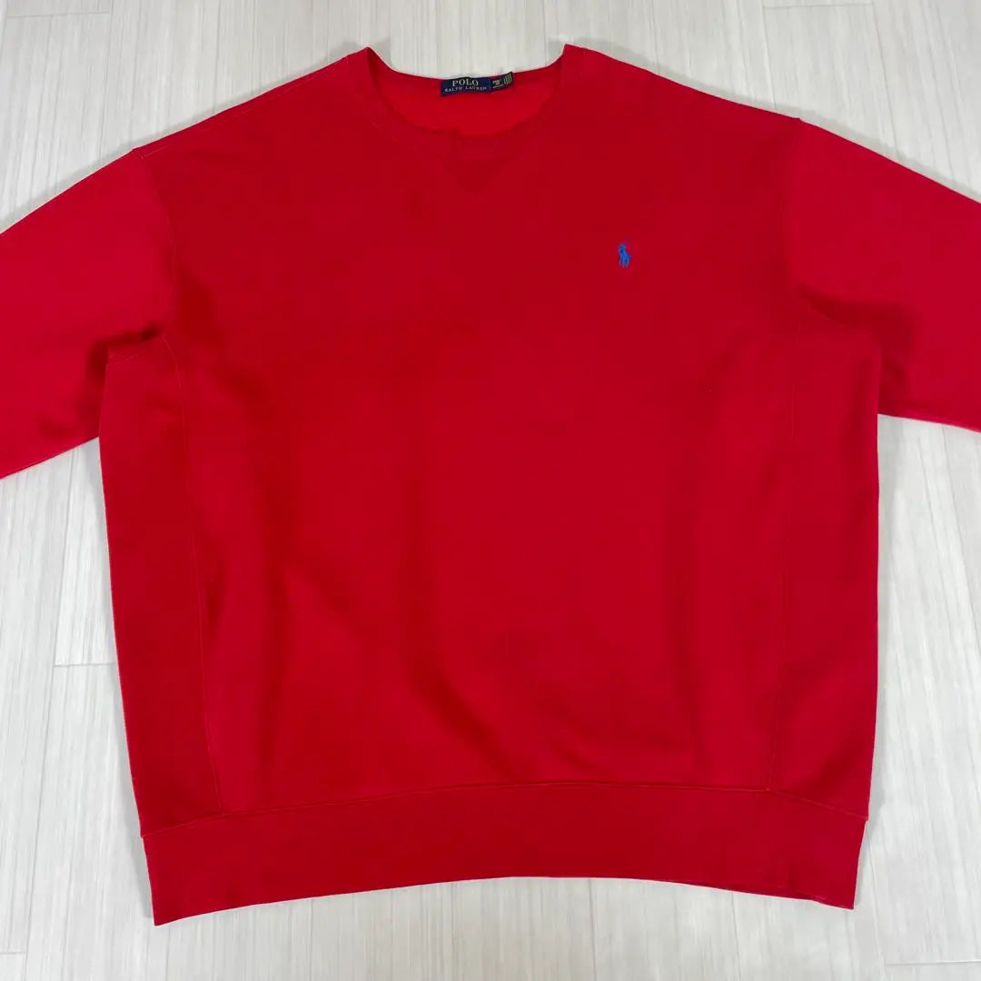 ☆Rare☆Large size☆Polo Ralph Embroidered Pony Fleece-lined Sweatshirt 3XB Red