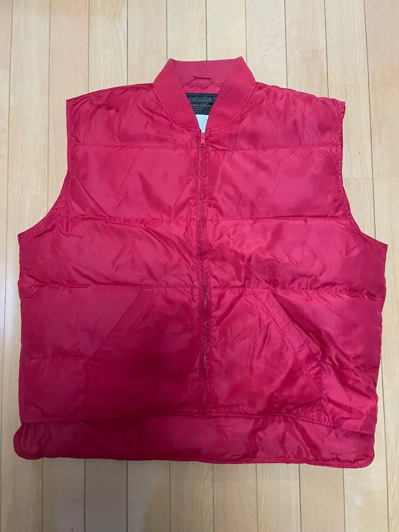 70s-80s eddie bauer black tag vermilion red nylon down vest | 70s〜80s eddie bauer 黒タグ　朱赤 ナイロン ダウンベスト