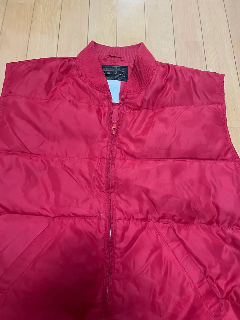 70s-80s eddie bauer black tag vermilion red nylon down vest | 70s〜80s eddie bauer 黒タグ　朱赤 ナイロン ダウンベスト