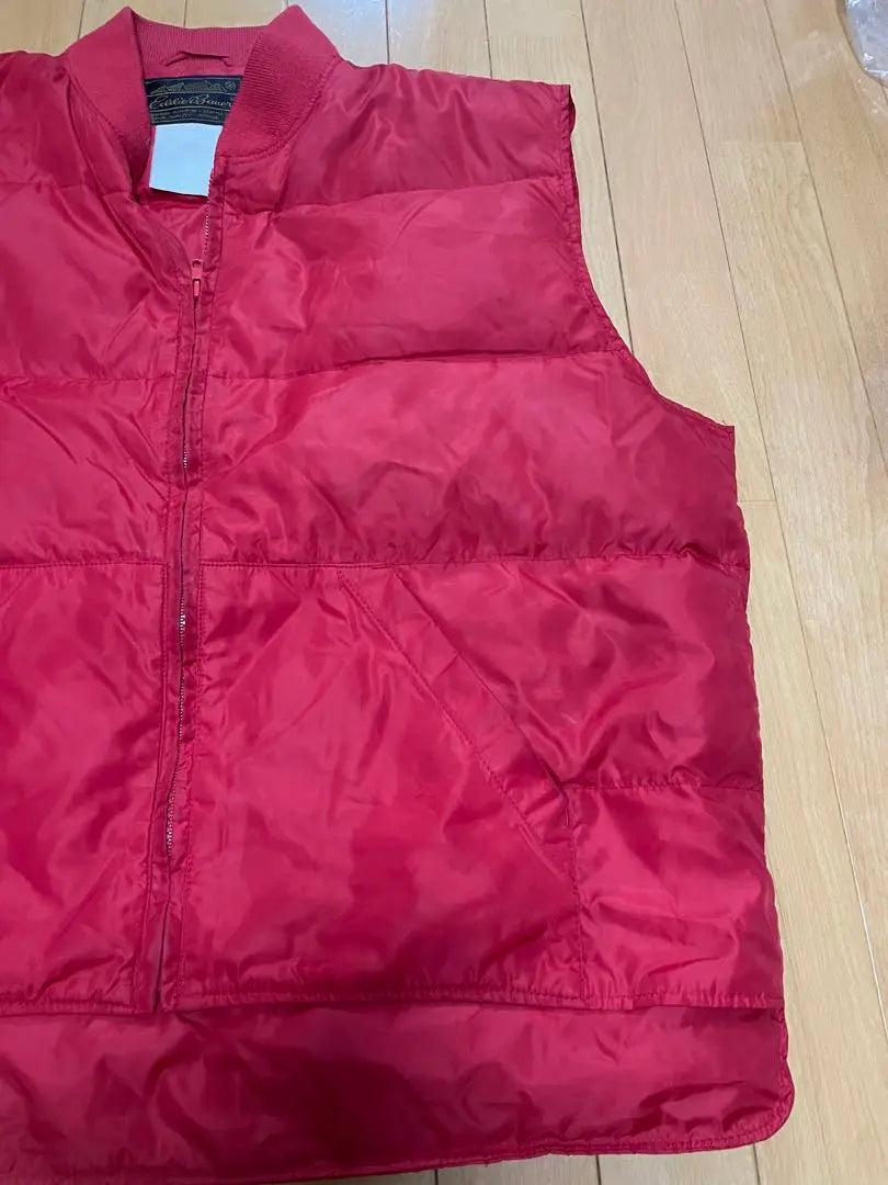 70s-80s eddie bauer black tag vermilion red nylon down vest | 70s〜80s eddie bauer 黒タグ　朱赤 ナイロン ダウンベスト